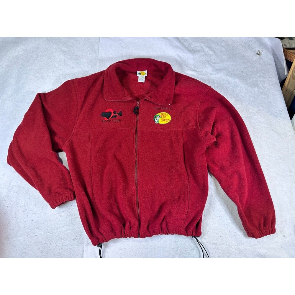 Paul Marsh Bass Pro Shops Red Fleece Jacket Full Zip Men's L